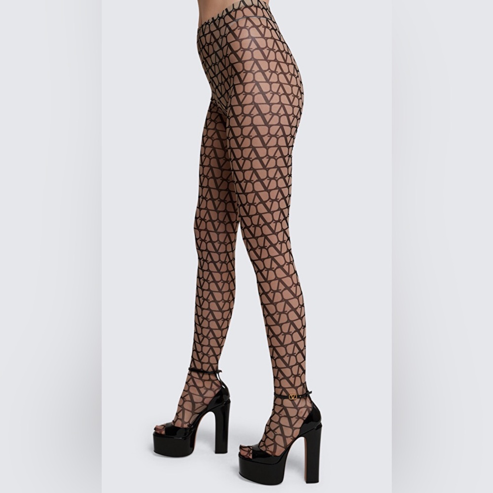 NWT Valentino Garavani Toile Iconographe Tulle Tights - XS/S